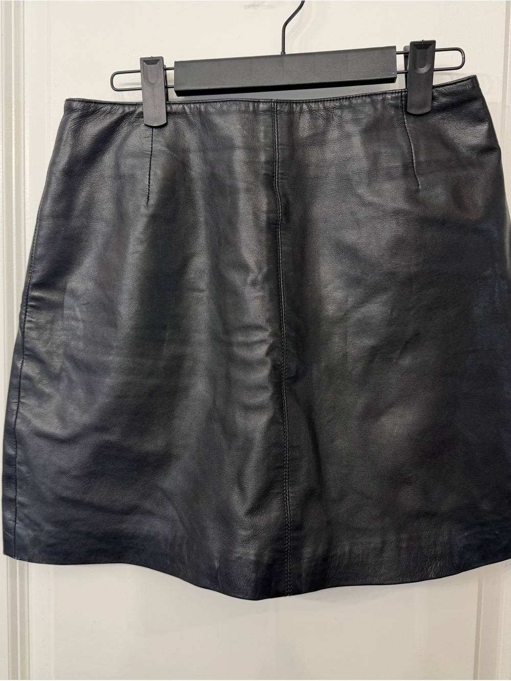 Hugo Buscati Black Leather A-Line Skirt